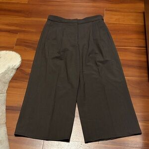 Babaton Aritzia Chocolate Brown Fabric Wide Leg Cropped Pants Sz 10